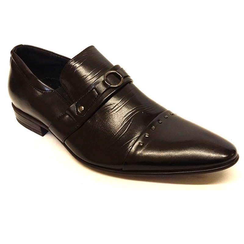 A0907213-2 - Men's Black Smart Shoes with Strap